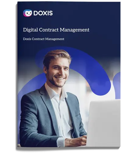 Doxis Contract Management ekranını temsil eden dijital sözleşme yönetimi görseli